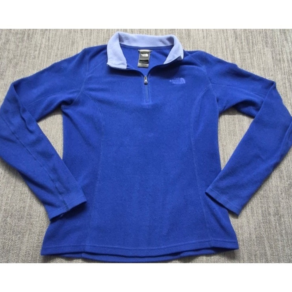 The North Face women's blue 1/4 zip pullover‎ sweatshirt XS polartec classic